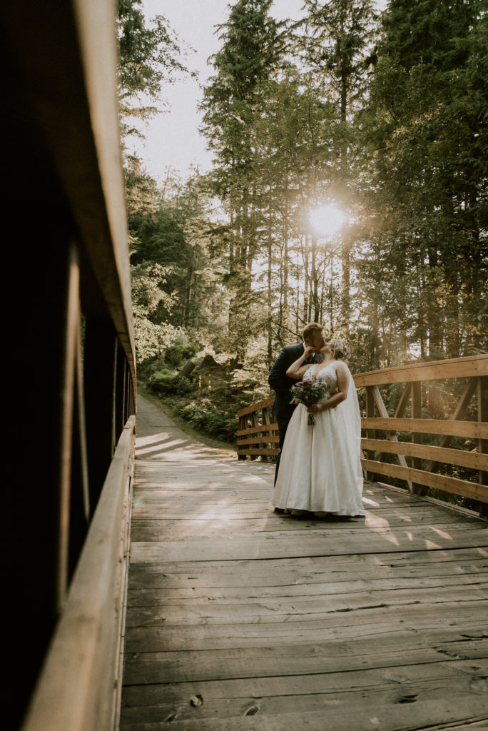 bride and groom at furry creek