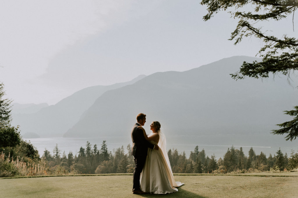 bride and groom portraits at furry creek
