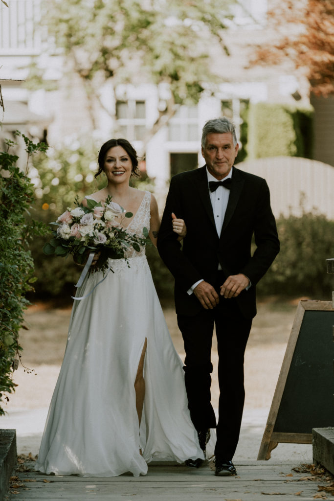 bride and father enter a Pitt Meadows wedding